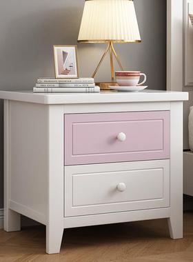 床头柜简约现代实木收纳柜小型儿童家用卧室储物柜整装白色床边柜