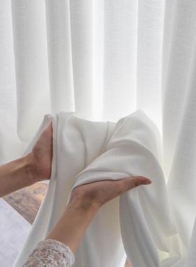 加厚窗纱100透光不透人窗帘纱白色纱帘成品卧室挂钩飘窗阳台 2025