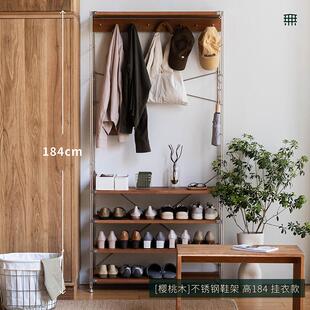 柜 所有不锈钢鞋 架日式 实木置物架家用多层开放式 小户型金属鞋