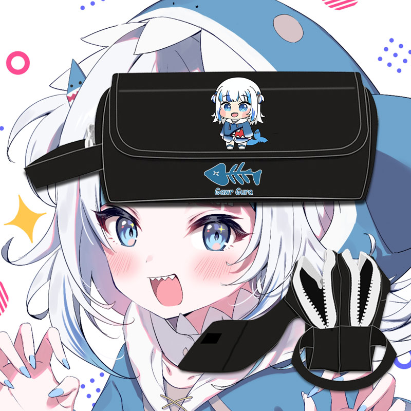 噶呜古拉鲨鱼娘Gawr Gura周边二次元青少年学生文具盒流行笔袋ww