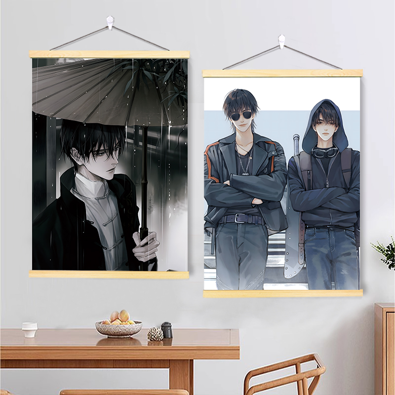 盗墓笔记挂画张起灵吴邪房间卧室墙面装饰挂画二次元创意布艺卷轴图片