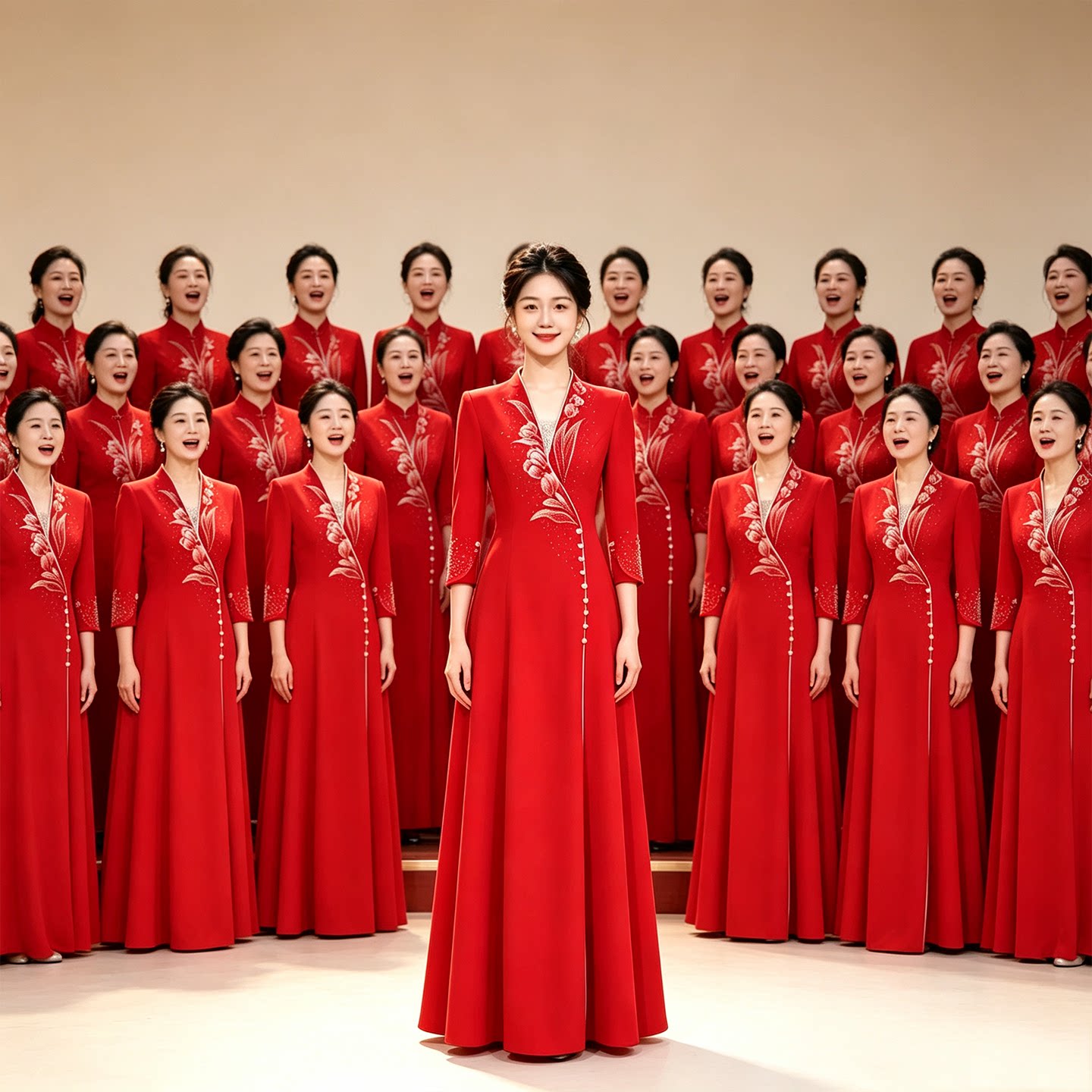 大合唱团演出服女长裙表演晚礼服图片