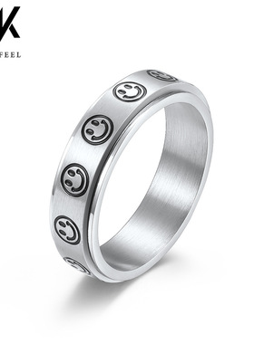 INS日韩中性风可旋转钛钢戒指
