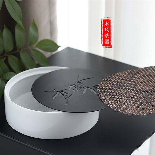 陶瓷便携旅行茶具户外竹子茶x盘圆形沥水小型储水功夫茶船套装壶
