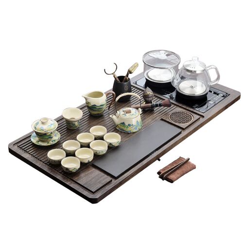 整套茶具套装全自k动烧水壶一体茶盘78长烧水家用喝茶茶台办公功