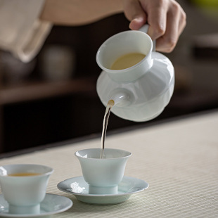 影青公道g杯带把茶壶家用茶海分茶器功夫茶具配件耐高温公杯 中式