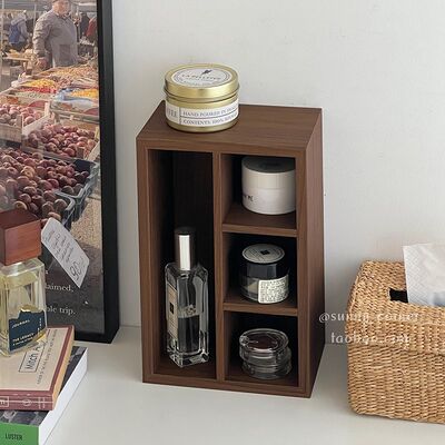 复古木质桌面分格收纳盒文具杂物化妆H品整理盒置物盒长方形储物