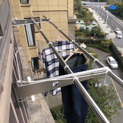 窗外晒衣架窗框晒k被子家用阳台栏杆晾衣架防盗网挂衣不锈钢免打