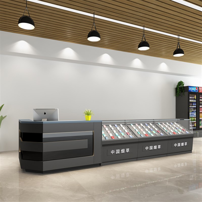 烟柜展示柜超市便利小卖部烟柜收银柜台玻璃L转角多功能转角一体