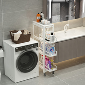 太空铝阳台d置物架滚筒洗衣机侧边储物架子抽拉式 夹缝超窄缝隙收