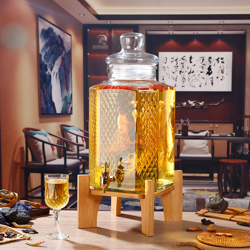 无铅泡酒玻璃瓶酒坛子家用10斤20斤药酒青杨梅酒罐带龙Z头专用酒