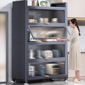 餐柜储物柜子厨房置物架s落地多层家用客厅带门微波炉收纳整体橱