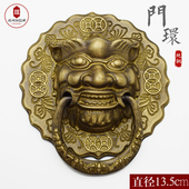 中式 仿古铜拉手虎头门环门钹大门兽头铺首实木门把手Y门钹全铜拉