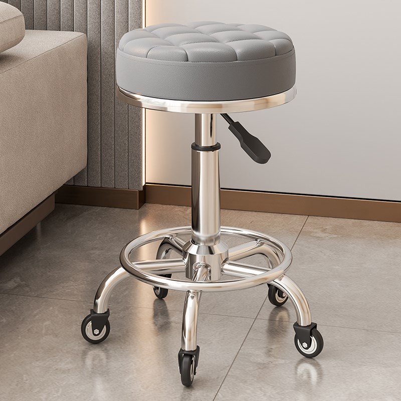 美容凳子滑轮理发店椅美容院专用大D工凳升降转椅圆凳美发美甲椅