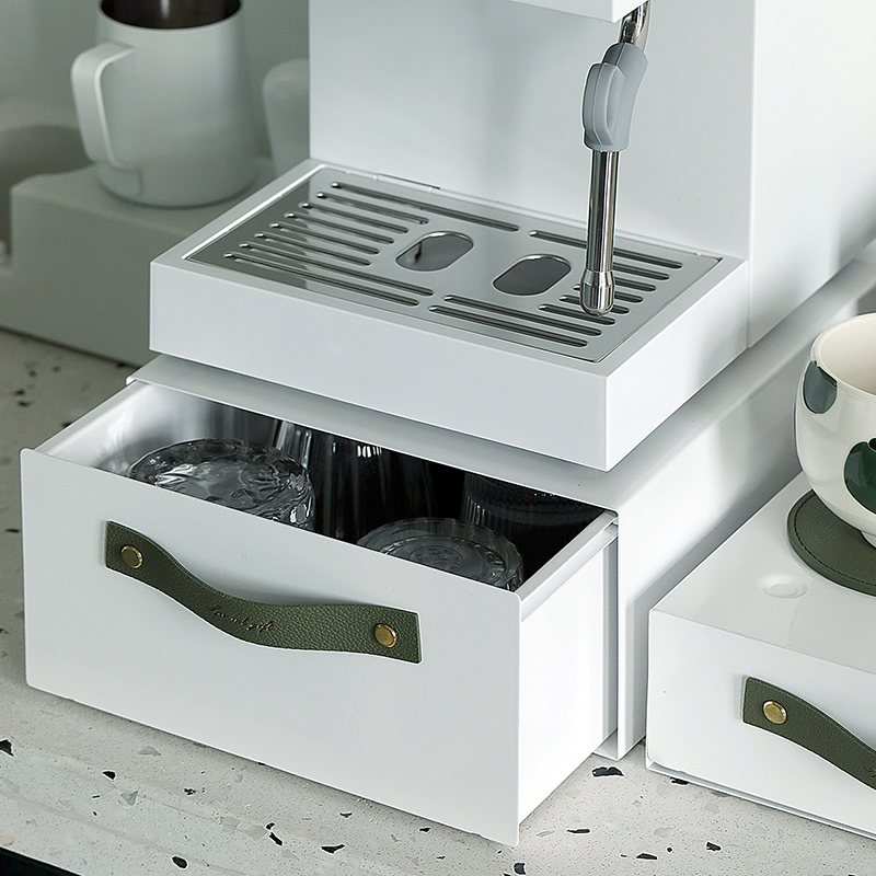 创意设计可重叠单层抽屉 桌面铁艺收纳盒 咖啡机增高架.金属储物