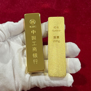 仿真工行金条金砖铜n镀金工商银行投资金条样品展示柜台道具摆件