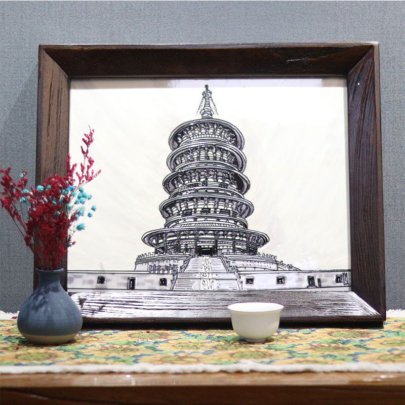 挂画42*35手工瓷版画中式w欧美田园花鸟家居客厅沙发背景墙装饰画