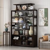 博古架家用置物架非实木展示柜茶室茶叶摆放架子中T式 多宝阁储物