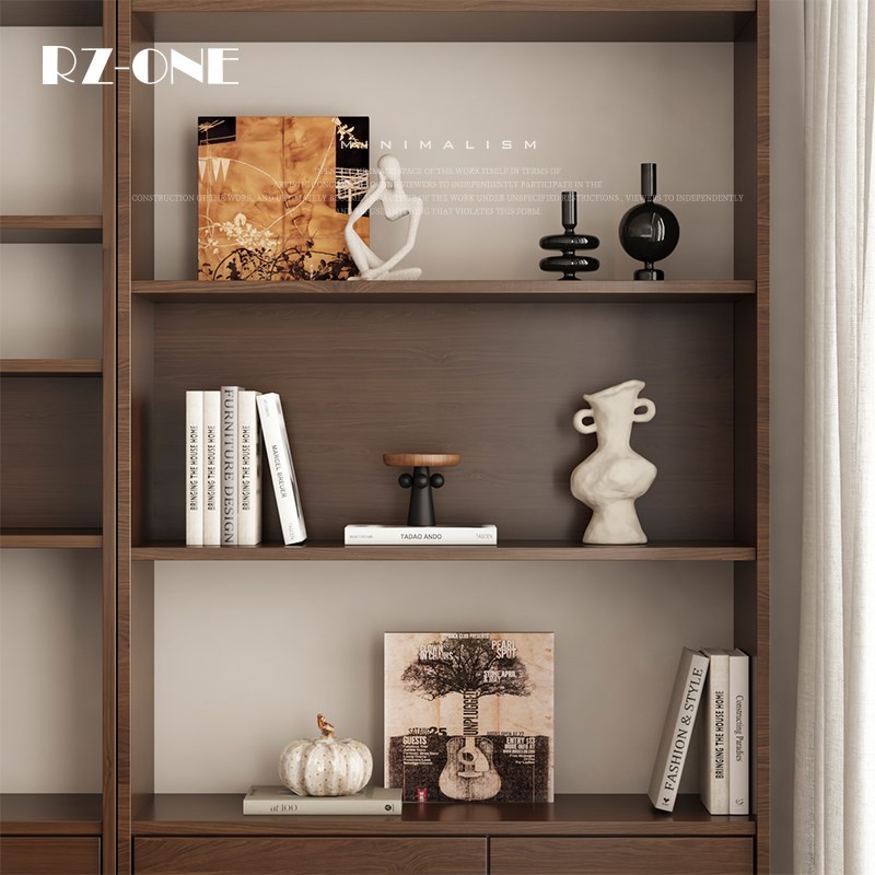 中古高级感实木家具软装饰品摆件组合电视柜酒柜高档侘.寂风艺术