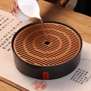 电木l储水茶盘套装 2024新款 小型家用圆形沥水托盘干泡台便携茶台