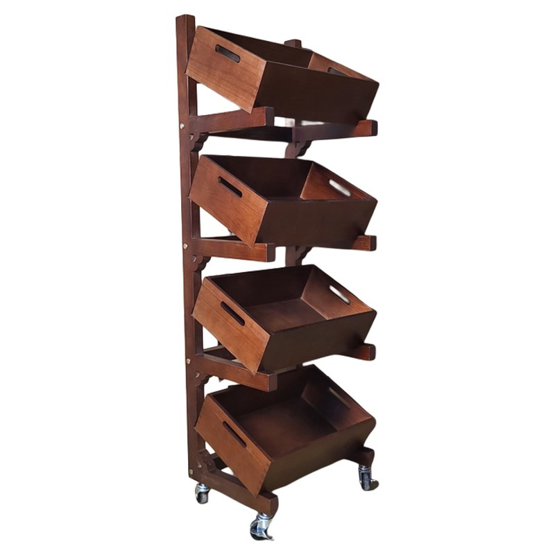 实木多层收纳置物架厨房客厅装饰杂物整U理柜可移动木架