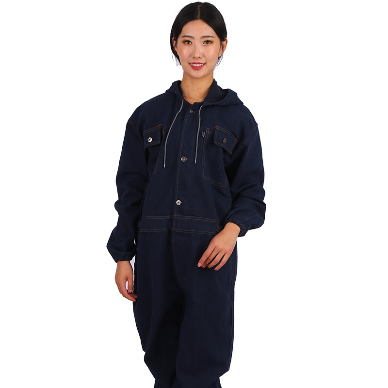 连体工作服d劳保纯棉牛仔电厂耐磨工装电焊机修喷漆防污汽修服全