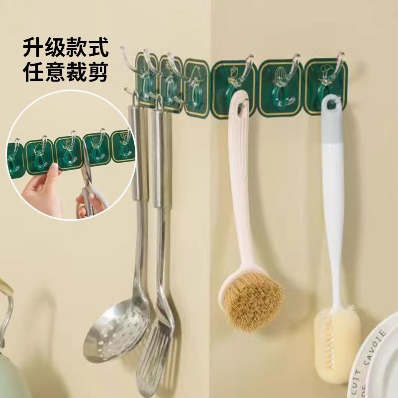 现货速发挂钩免打孔强力粘胶门后挂衣架衣服毛巾厨房透明粘贴连排