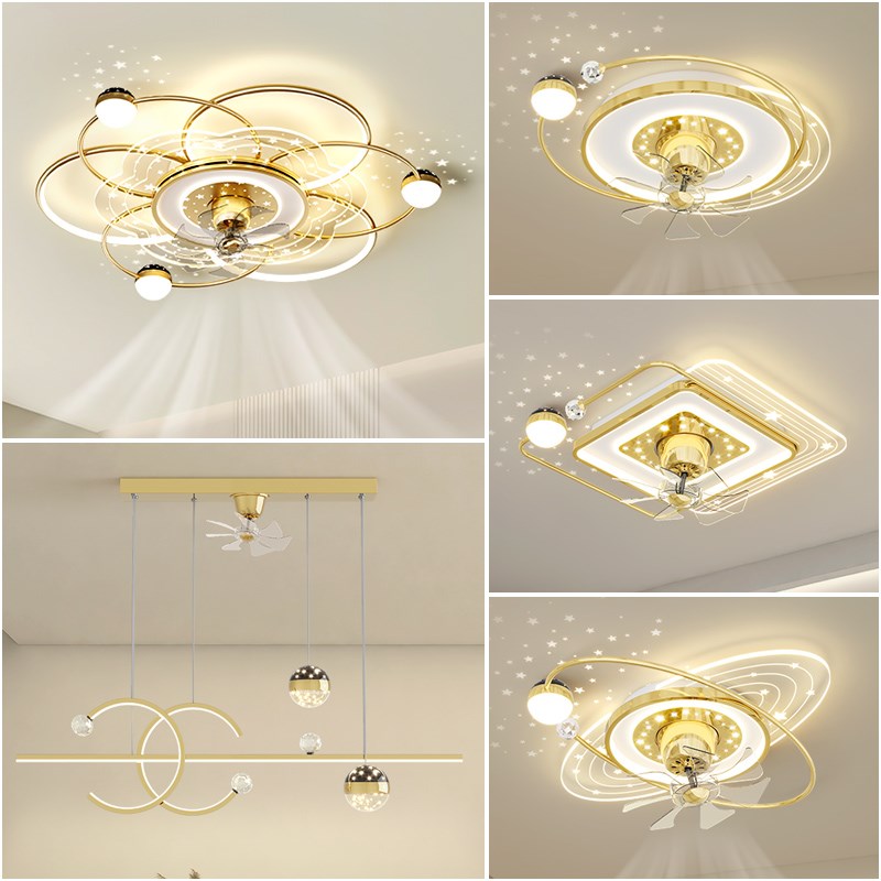 速发轻奢客厅吸顶灯摇头风扇星空风扇灯简约屋全套餐广东山中灯具