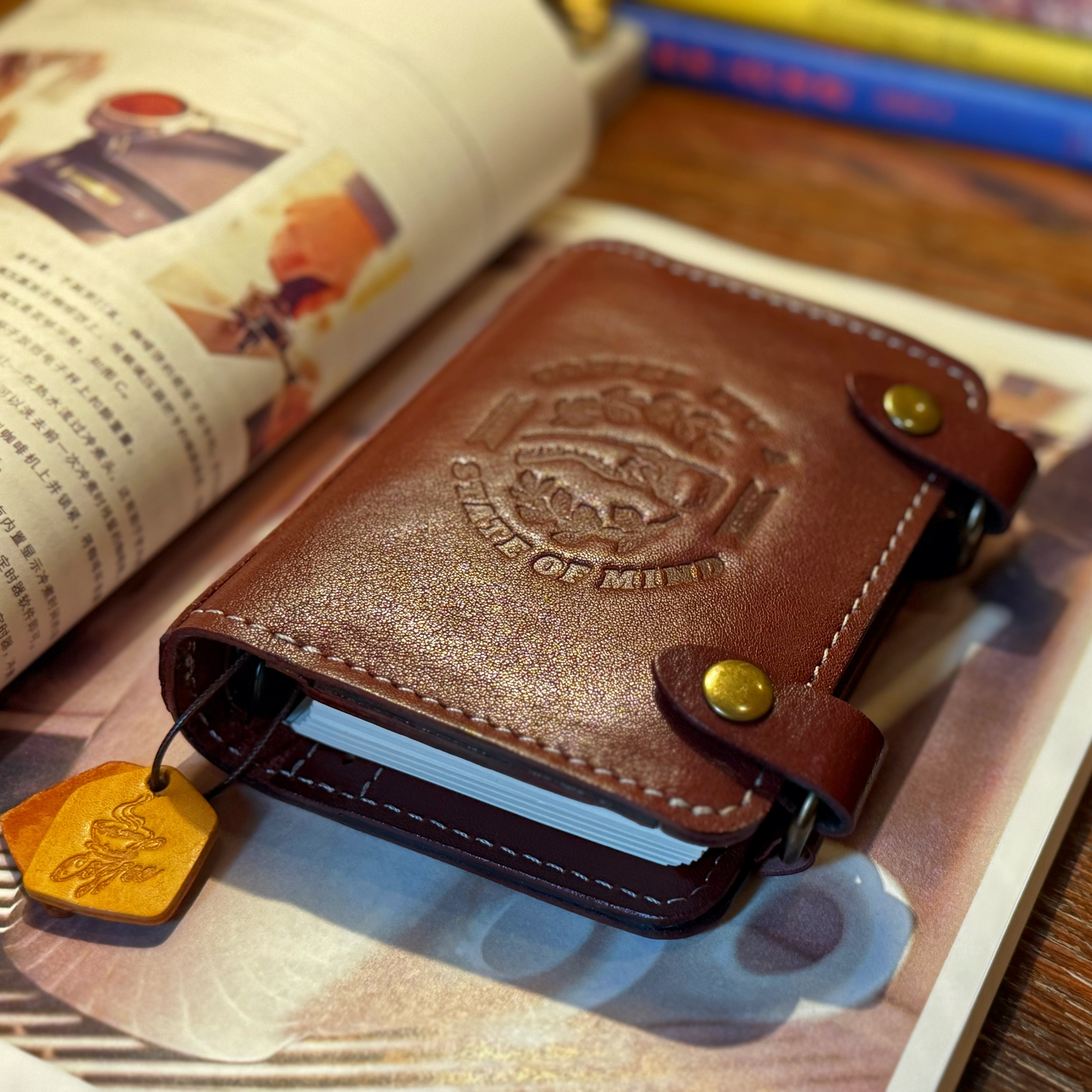 进口真皮半植鞣皮手账本多功能笔记本记事本学习本礼品可定制