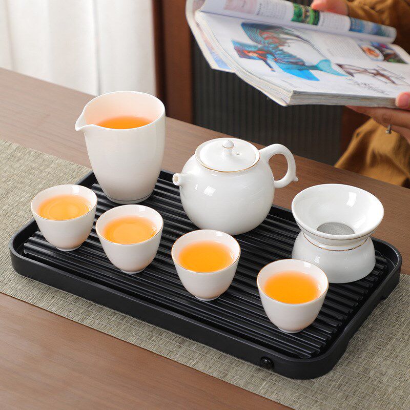 速发羊脂玉茶具户外用携旅行茶具茶盘家便泡茶壶公司活动礼品印ol