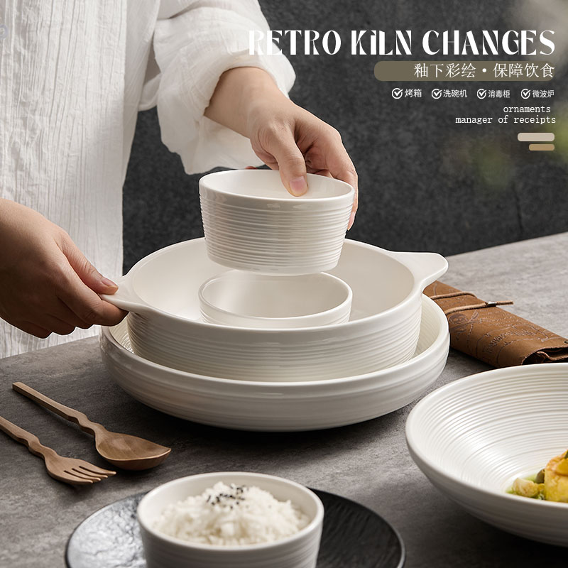 速发双餐汤碗大号家用耳具套装2025新款陶瓷盘子菜盘斗笠碗面碗碟