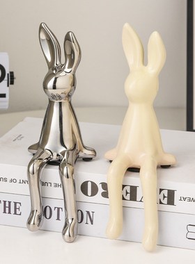 速发长耳兔子软装高级感酒柜高饰品摆件客璃电视玻厅柜轻奢装档家