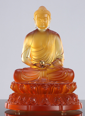 速发琉璃佛像释迦牟尼佛琉璃光如来佛坐佛花莲教家用佛供供奉摆件