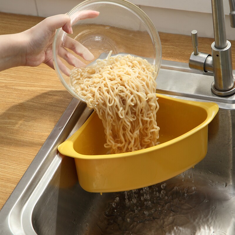 速发厨房三角沥水篮吸盘式水槽厨余垃圾食物残渣汤过滤挂篮水池置