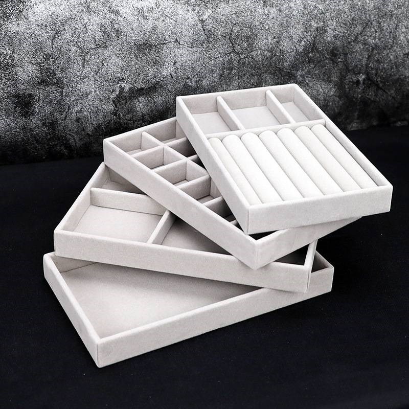 速发简约绒布盒首饰盒耳钉耳环饰品收纳盒抽屉防尘珠宝盒展示盒子