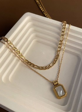速发双层项链女钛钢材质新款百搭小众不掉色时尚轻奢风网红爆款锁