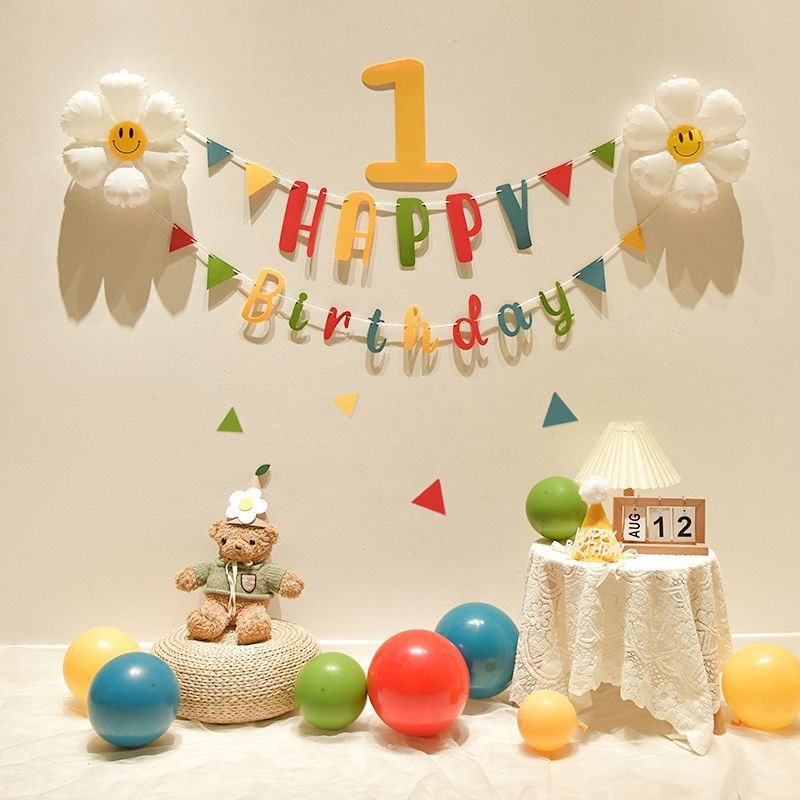 速发气球装饰1童场景布置儿岁宝全生日气球宝套孩生日兰之