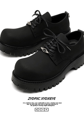 大头米奇德比鞋男厚底增高英伦风正装高级感夏季复古黑色休闲皮鞋