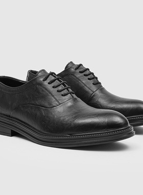 英伦尖头商务正装皮鞋时尚休闲黑色鞋隐形增高结婚德比鞋新郎鞋男