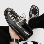 休闲鞋 手工真皮鞋 平底单鞋 男鞋 男女英伦风高级感帆船鞋 编织德比鞋