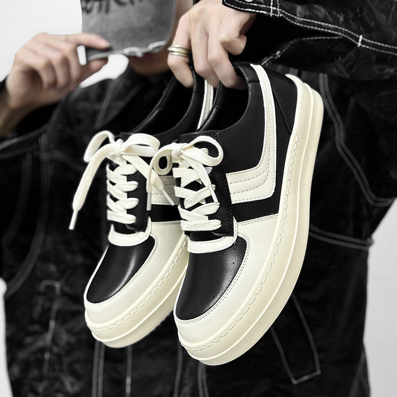 夏季新款厚底大头帆布鞋男通勤德比鞋美式奶香底休闲增高板鞋男款