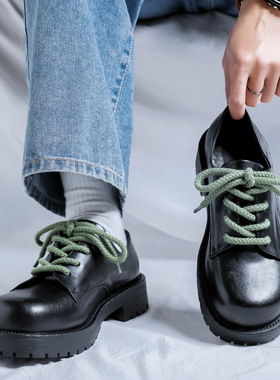 大头德比鞋男款日常黑色德训鞋情侣休闲皮鞋工装鞋女厚底增高男鞋