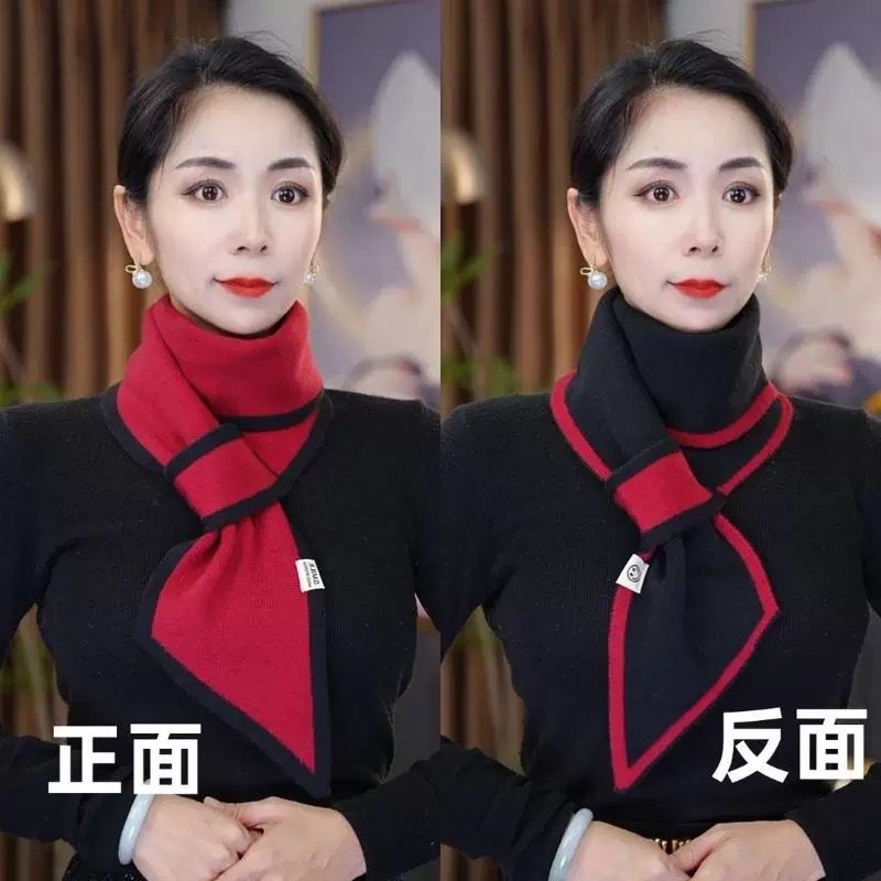 复古针织小围巾女2024冬季