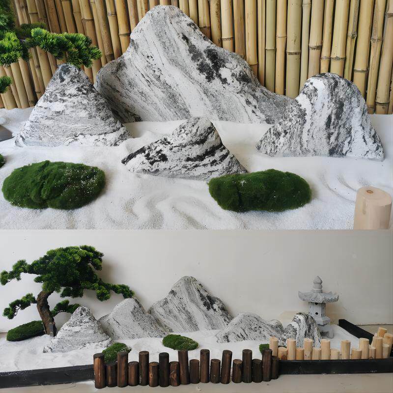 河北雪浪石切片雕小假山枯山水室内庭院景观石组合天然造景泰山石
