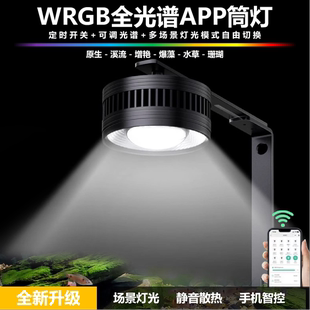 鱼缸灯全光谱原生溪流水草爆藻灯手机APP定时筒灯射灯WRGB增艳灯