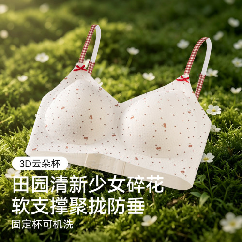 草本初色碎花少女内衣女小胸聚拢
