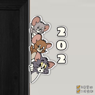 门牌2025新款 饰高级感创意轻奢房间号猫和老鼠门牌定制定做亚克力墙贴数字牌 卡通门牌号码 牌家用入户门装