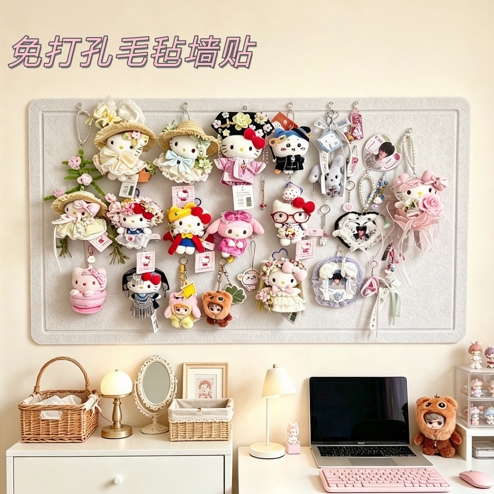 毛毡板照片墙背景板拍立得展示墙图片