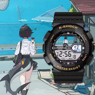 鲨鱼艾莲乔周边学生党腕表有闹钟高颜值防水电子手表可定制绝区零