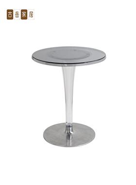 欧透明休闲小2202222桌小户型家餐桌圆圆形设北计师亚克力用奶茶